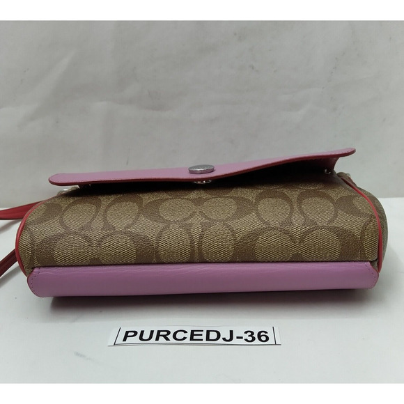 Coach Signature Reversible Red Pink Leather Small Crossbody Bag